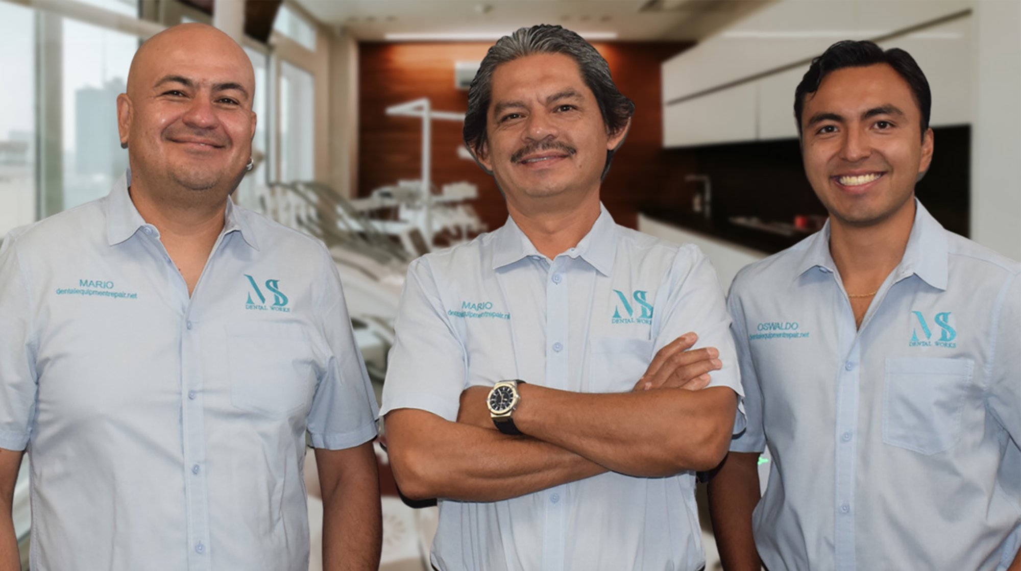 The MS Dental Works team — Mario, Mario, and Oswaldo