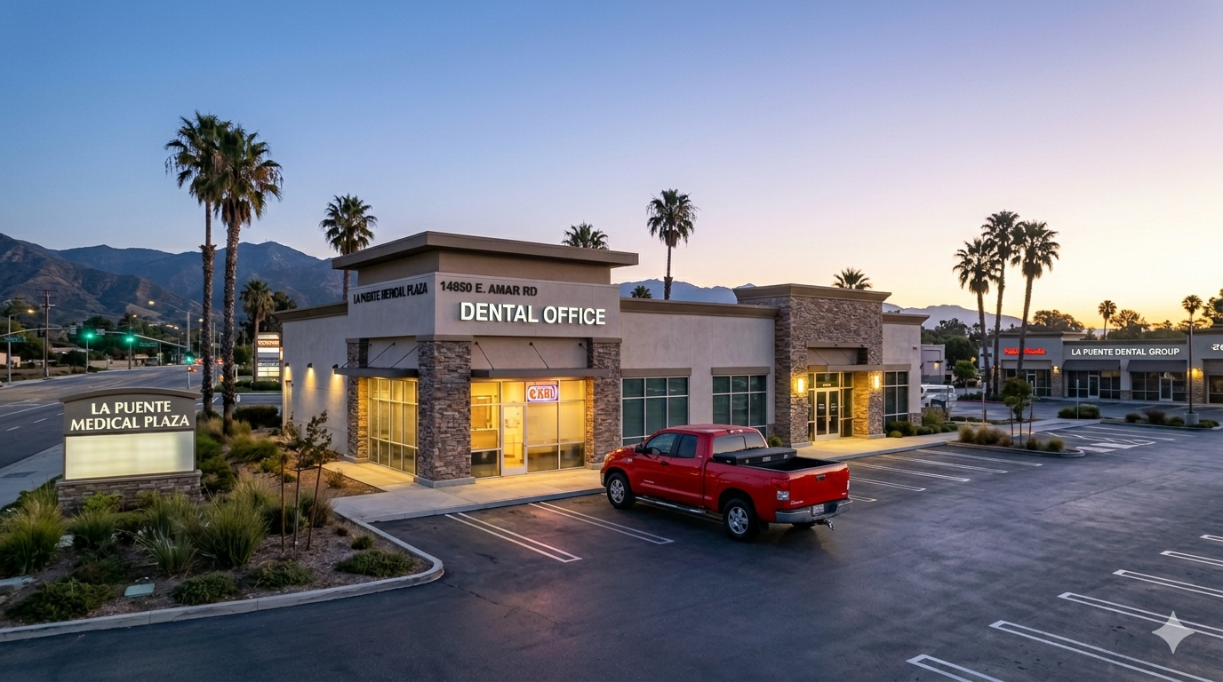 MS Dental Works service truck at a dental office in the San Gabriel Valley